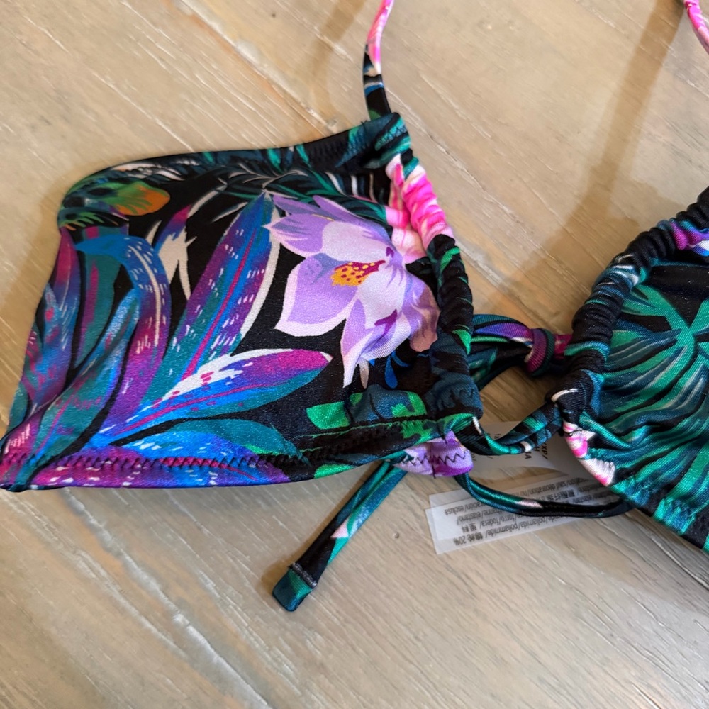 Victoria Secret Tropical Floral Bandeau Bikini Top - Purple & Green - Picture 3 of 5